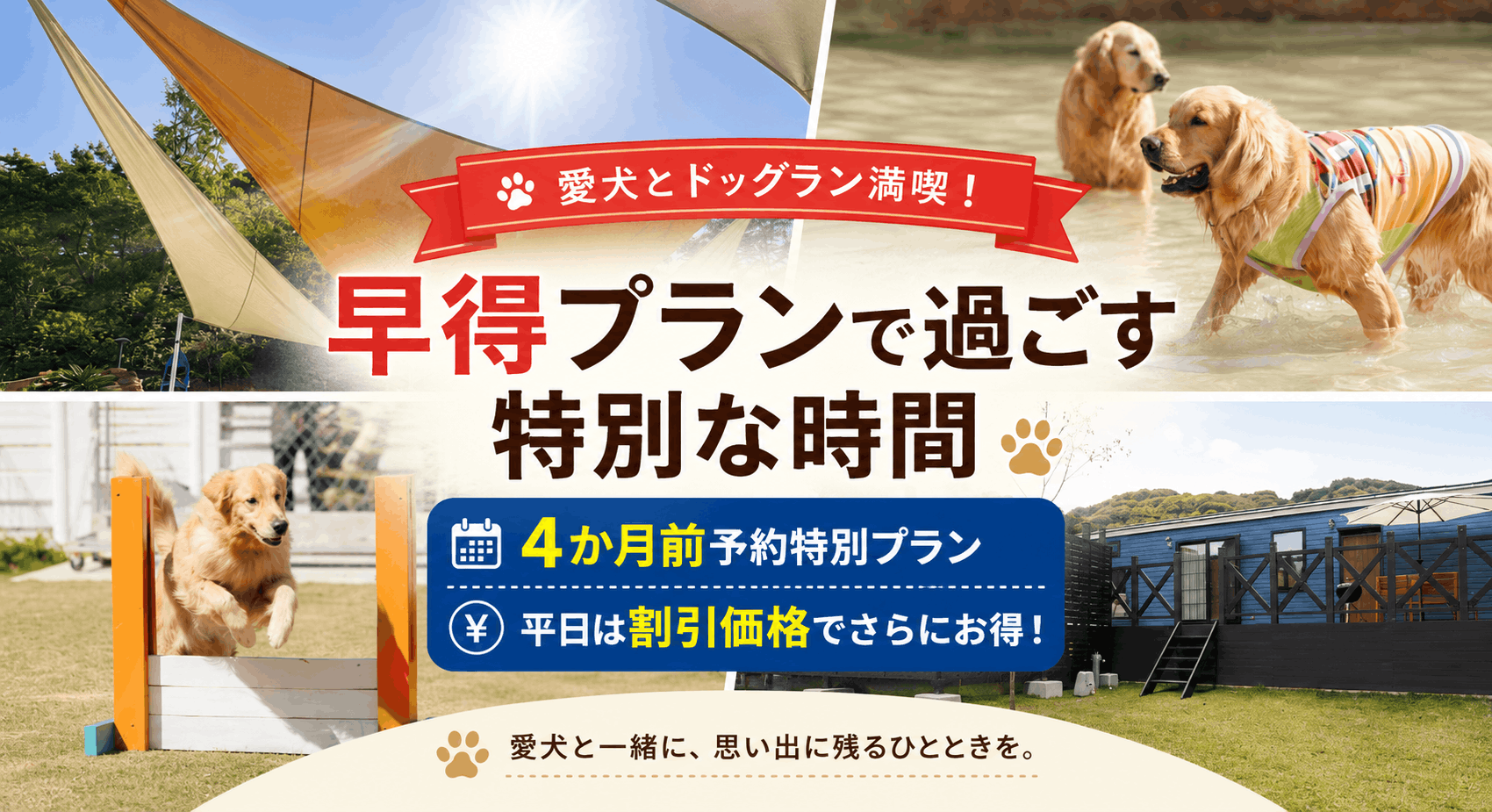 愛犬とドッグラン満喫！早得プランで過ごす特別な時間【4か月前予約特別プラン】【平日は割引価格でさらにお得】